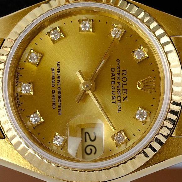 Rolex Datejust 18K Gold Factory Diamond Dial 26mm - Picture 3 of 14